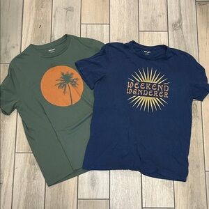 Old Navy Green and Blue Graphic T-Shirt Duo